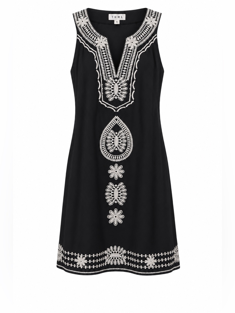 THML black embroidered dress medium